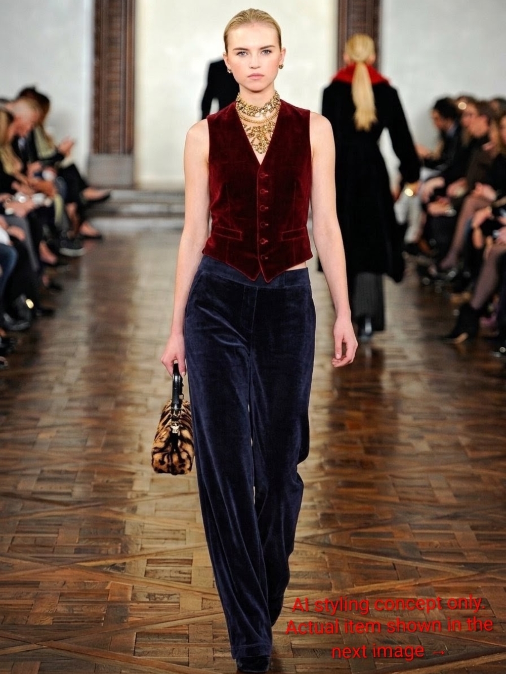 Navy Velour Straight Leg Pants - Petite Medium (PM)